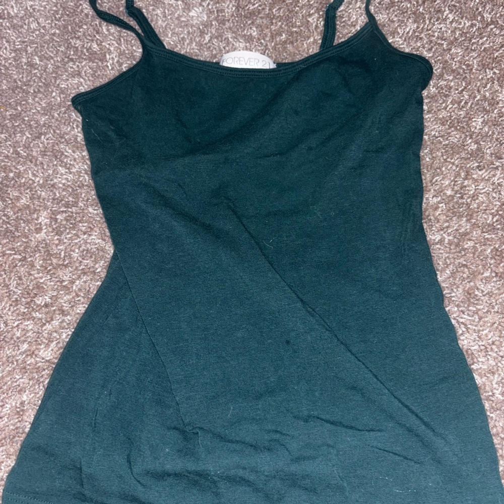 Forever 21 Green Asymmetrical Fitted Camisole